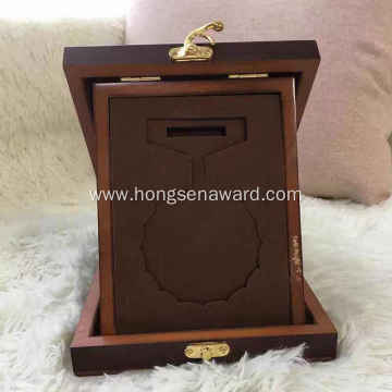 Metal medal wooden box